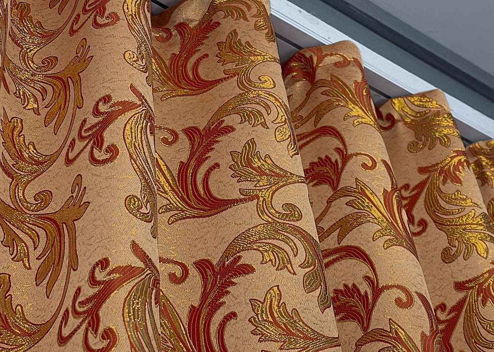 Комплект готовых штор VR-Textil Жаккард Завиток с люрексом № 1646ш Оранжевый с золотистым 145х170 см 2 шт (35-0258) Киев - изображение 15