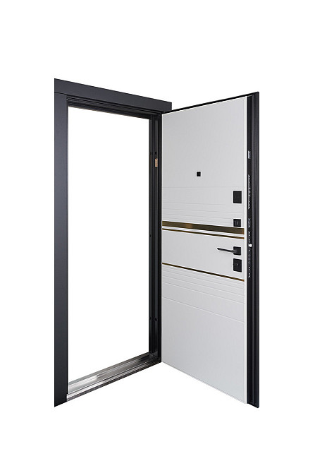 Вхідні двері Abwehr Megapolis MG3 Goldy 545 Чорна шагрень + Білий супермат 860*2050 мм Київ - фото 3