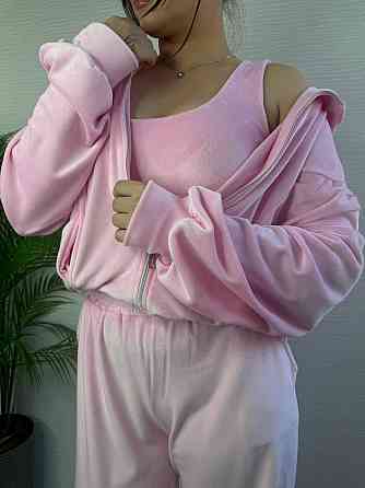 Женский стильный повседневный плюшевый костюм тройка Одесса