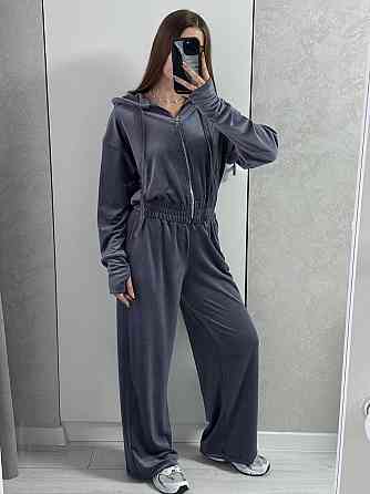 Жіночий повсякденний костюм із якісного велюру, двійка Графіт Одеса