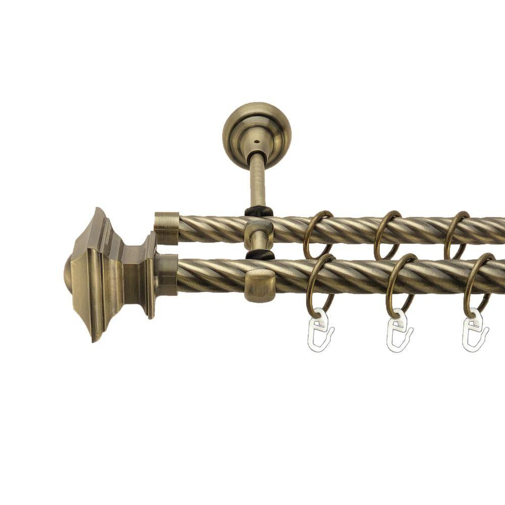 Карниз Orvit Борджеза металевий дворядний відкритий скручена труба кільце металеве Антик 19\16 мм 160 см Львов - изображение 1