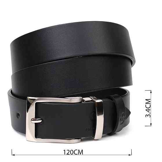 Стильный брючный ремень для мужчин из натуральной кожи GRANDE PELLE 11675 Черный Киев