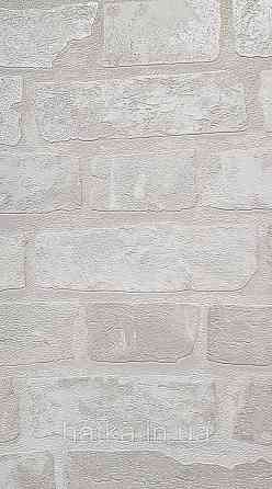 Шпалери вінілові на флізеліні AdaWall Roka 1.06х10 під цеглу структурні білі молочні сріблясті 23104-1 Київ