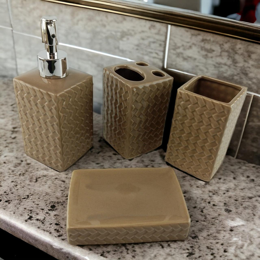 Набір для ванної керамічний бежевий Київ - фото 1