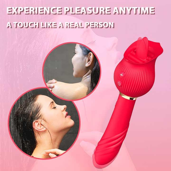 Двосторонній вібратор із язиком для клітора та точки G 24 режими вібратори Червоний Вінниця - фото 6