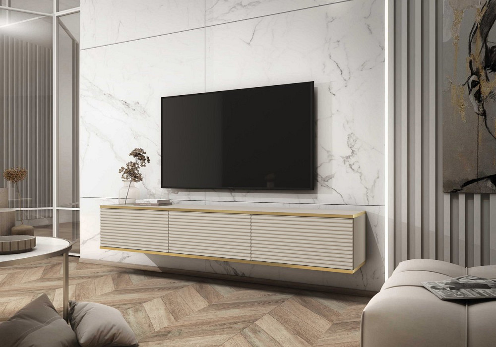 Тумба під телевізор навісна Perfect Home Оро / Oro 3-дверна RTV175 MDF Бежевий (PFH-091366) Дніпро - фото 1