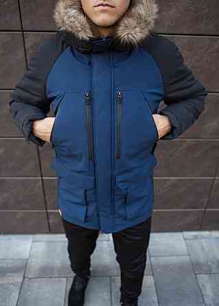 Парка чоловіча зимова середня на котоні з капюшоном Pobedov seniora udacha Київ