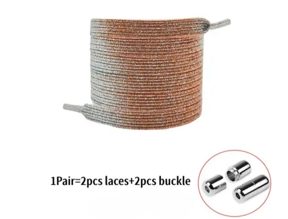 Шнурки эластичные глиттерные с цилиндрической застежкой Рыжий Смела - изображение 2