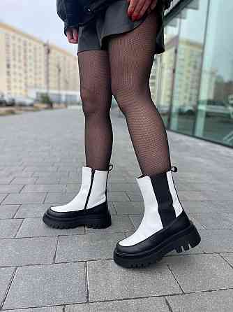 Broxci Черевики жіночі BROXCI чорний/білий натуральна шкіра зима висота 18 см (5208) 37р. Коломия