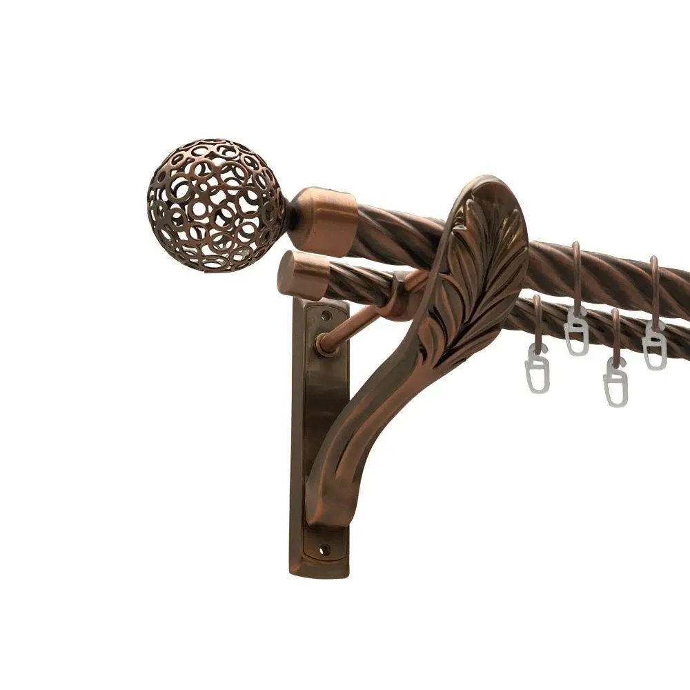 Карниз Orvit Савона металевий дворядний ретро скручена труба кільце металеве Мідь 25\19 мм 240 см Львов - изображение 1