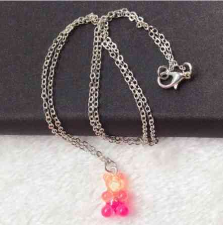 Підвіска ведмедик, помаранчевий + рожевий - довжина 50см, смола, цинковий сплав Київ