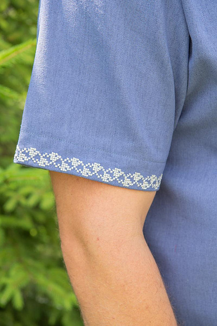 Вишиванка лляна, чоловіча, лен, колір джинс Київ - фото 3