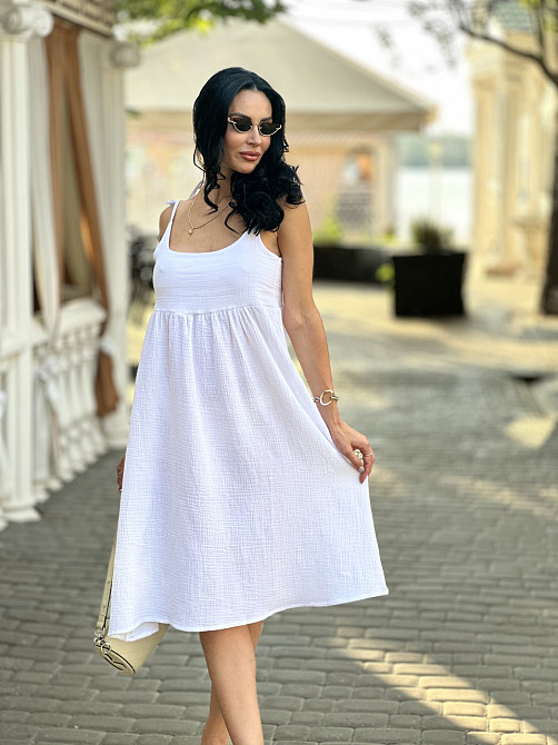 Летнее платье сарафан из муслина на бретельках Caramel 42-44, Белый Киев - изображение 7