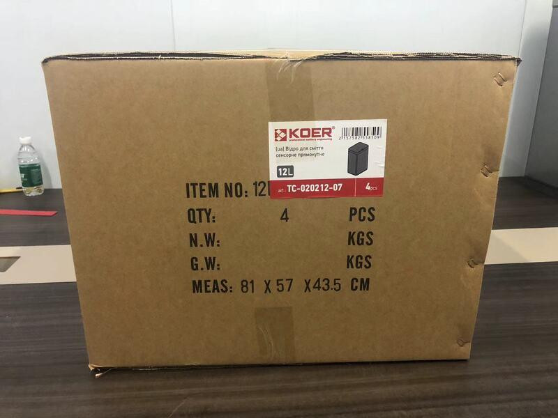 Відро для сміття сенсорне прямокутне Koer TC-020212-07 12 л колір графіт нерж. сталь антипалец (KR5585) Чернівці - фото 7