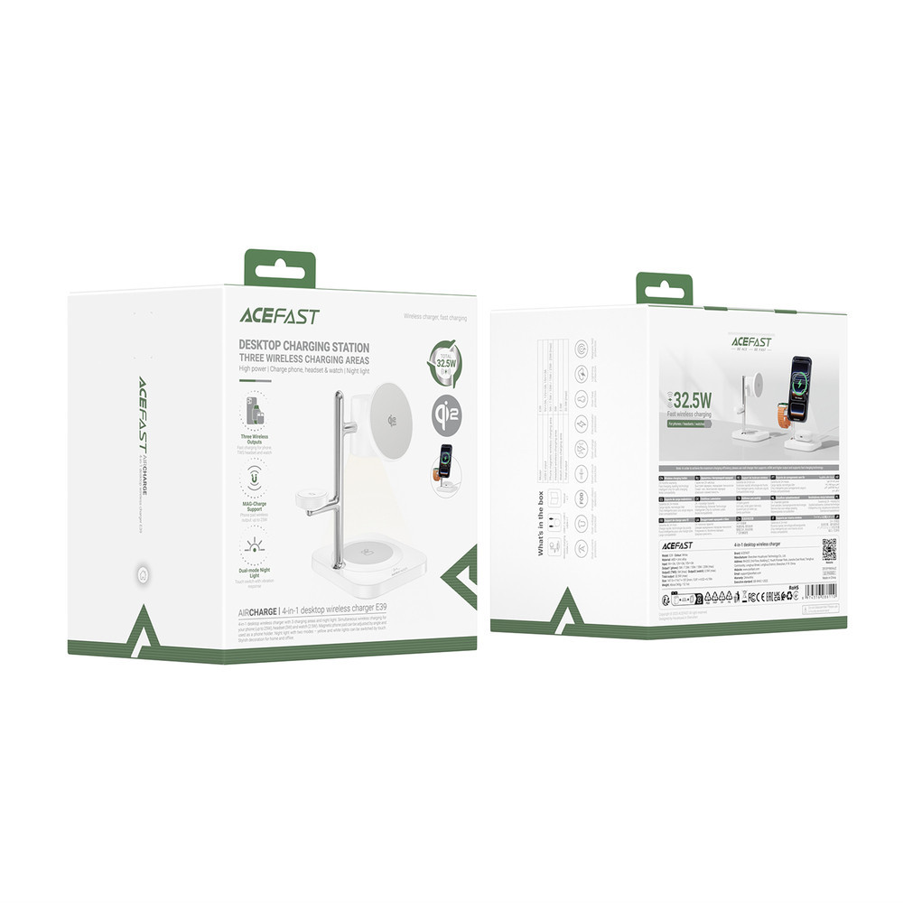 Бездротовий зарядний пристрій ACEFAST E39 desktop 4-in-1 wireless charging holder White Одеса - фото 2