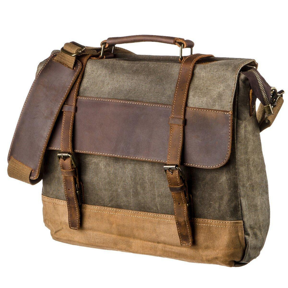 Ретро портфель комбинированный Vintage 20117 Светло-серый Киев - изображение 1