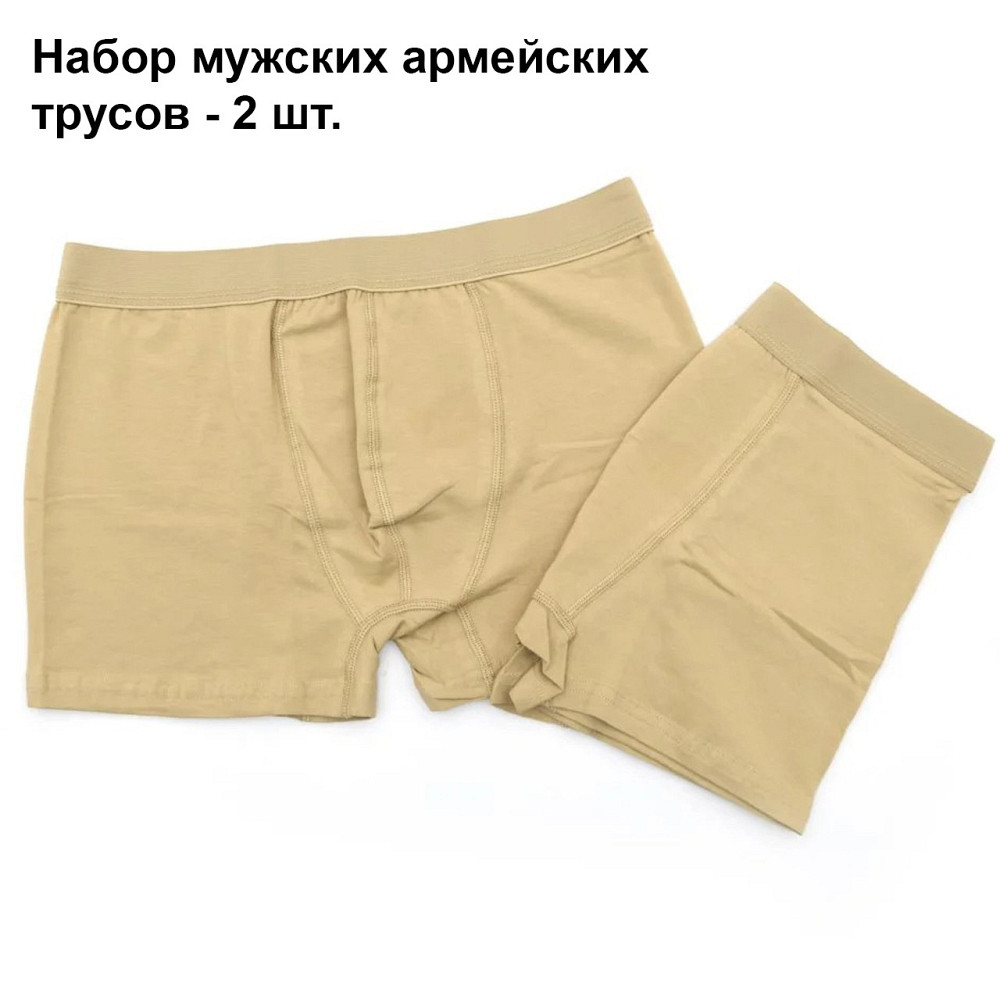 Труси чоловічі армійські, боксери військові, набір з 2 пар трусів-боксерів, Бежевий Розмір L/XL Кам'янець-Подільський - фото 1