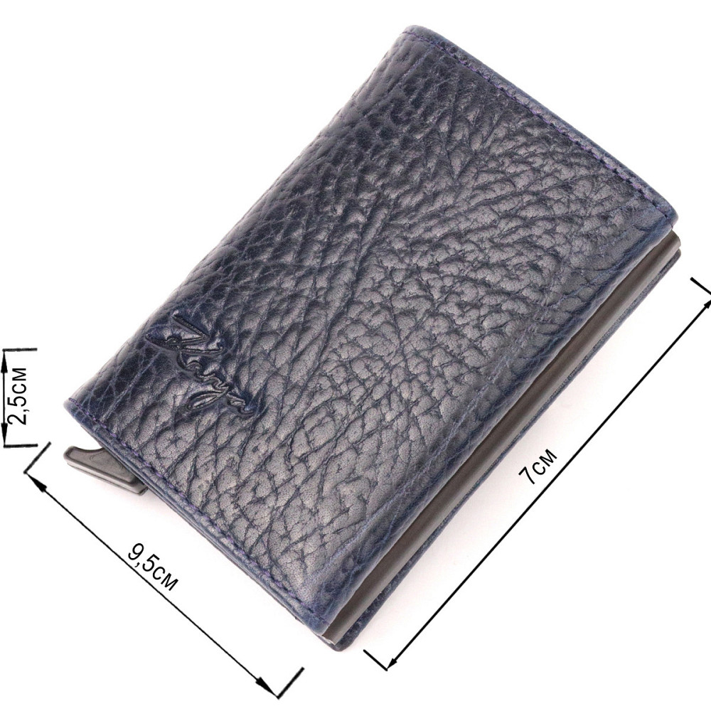 Візитниця із натуральної крупнозернистої шкіри Синій (KARYA) Київ - фото 7