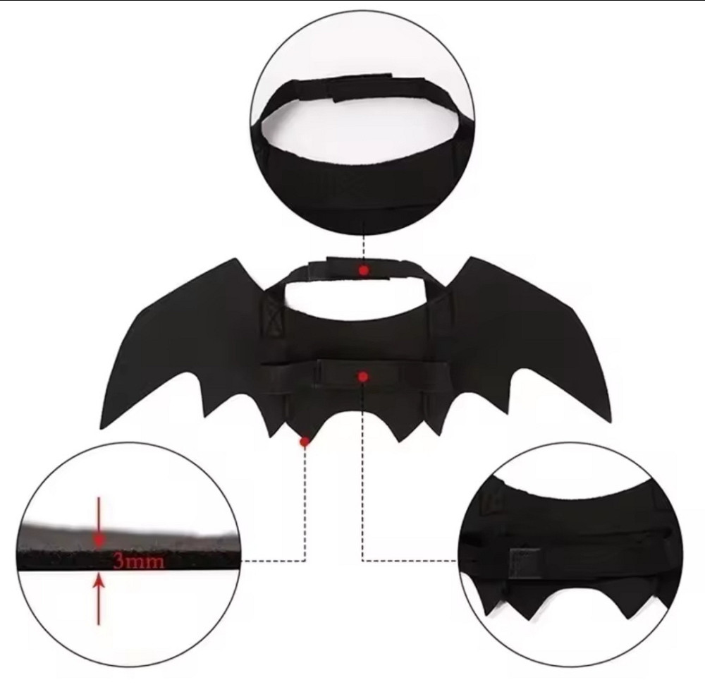 Крила кажана косплей для собак і котів крила на Хелловін чорний Київ - фото 5