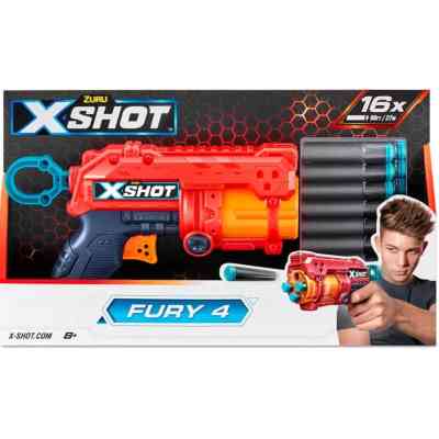 Игрушечное оружие Zuru X-Shot Red Быстрострельный бластер EXCEL FURY 4 (16 патронов) (36377R) Винница