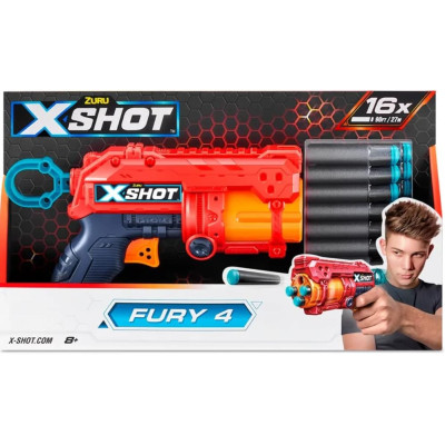 Игрушечное оружие Zuru X-Shot Red Быстрострельный бластер EXCEL FURY 4 (16 патронов) (36377R) Винница - изображение 2