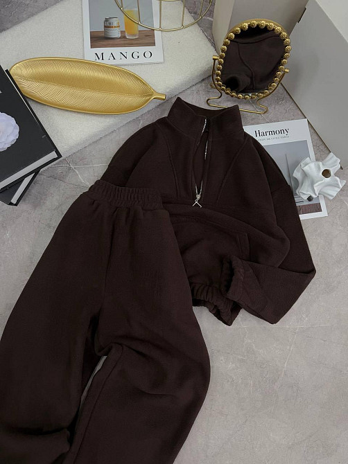 Женский теплый прогулочный костюм двойка из двухстороннего флиса Шоколад, 42/46 Одесса - изображение 6