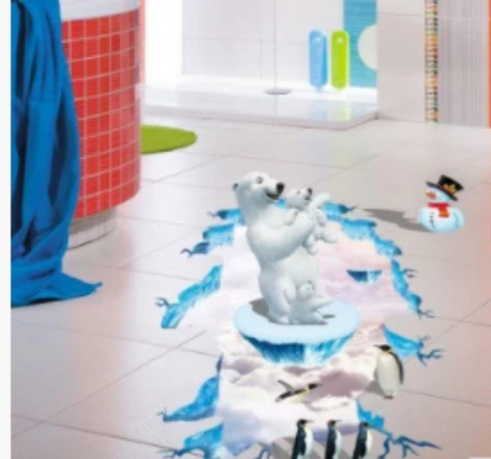 Інтер'єрна наклейка на підлогу Білі ведмедики Київ - фото 1