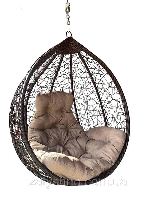 Підвісне крісло Кокон із ротанга в комплекті з подушкою Київ - фото 1