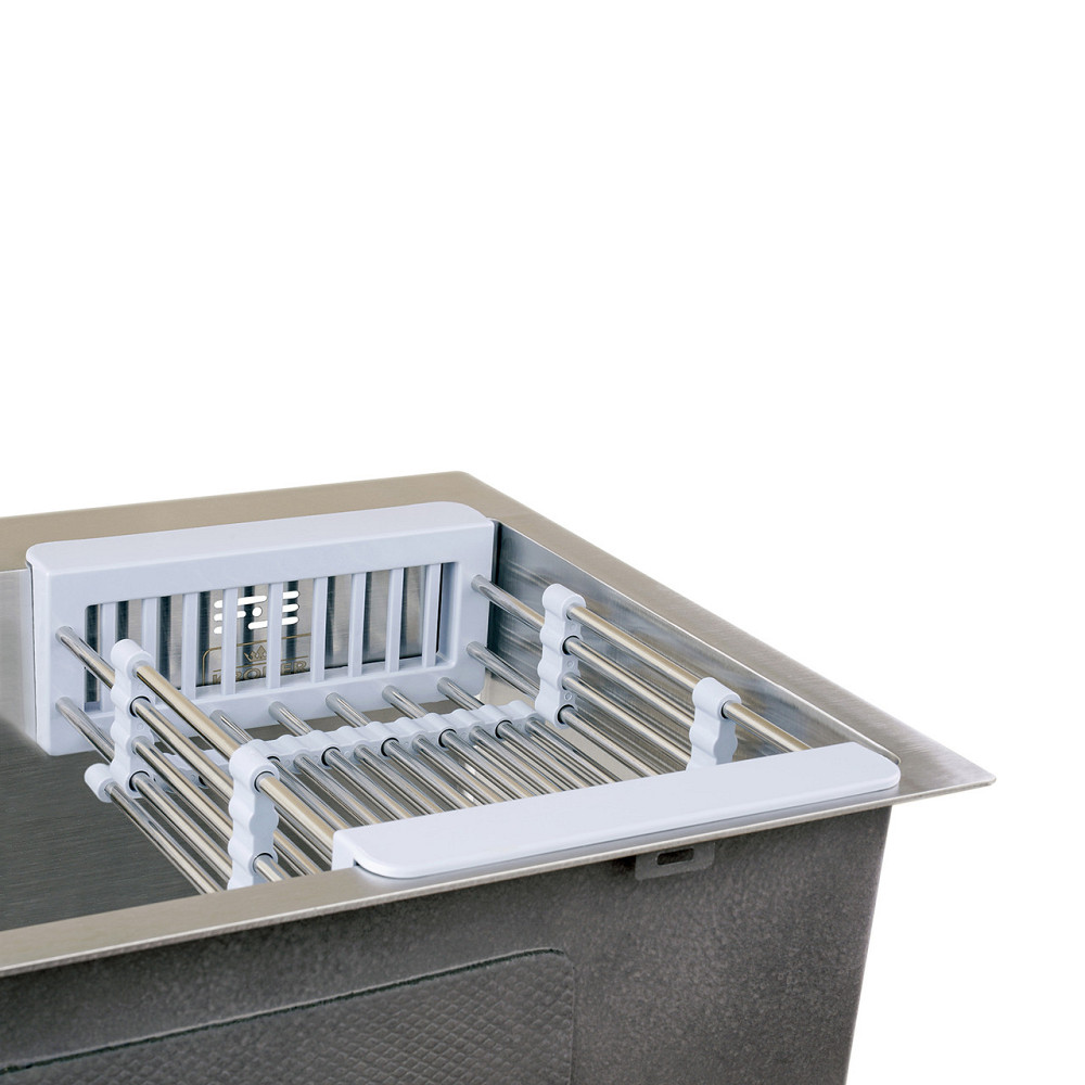 Кухонная мойка с нержавеющей стали Kroner KRP Gebürstet - 5843HM (3/1 мм) с сушилкой для посуды Киев - изображение 7