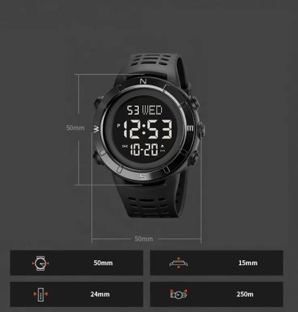 Чоловічий спортивний годинник Skmei 2015 (Чорний з чорним циферблатом) Київ