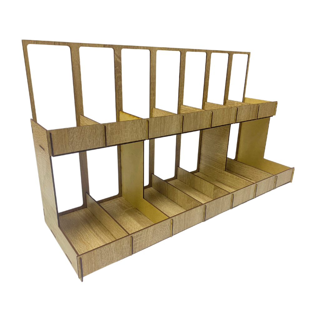 Полка для специй деревянная, органайзер под банки на 14 секций, стеллаж двухъярусный, куххоный для хранения Каменец-Подольский - изображение 4