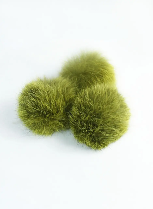 Помпоны из натурального меха кролика на нитке 6 -7 см Желтый Харьков - изображение 1