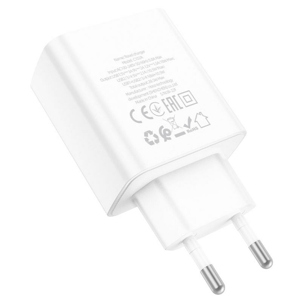 Мережевий зарядний пристрій HOCO C102A Fuerza QC3.0 four-port charger 18W White Київ - фото 3