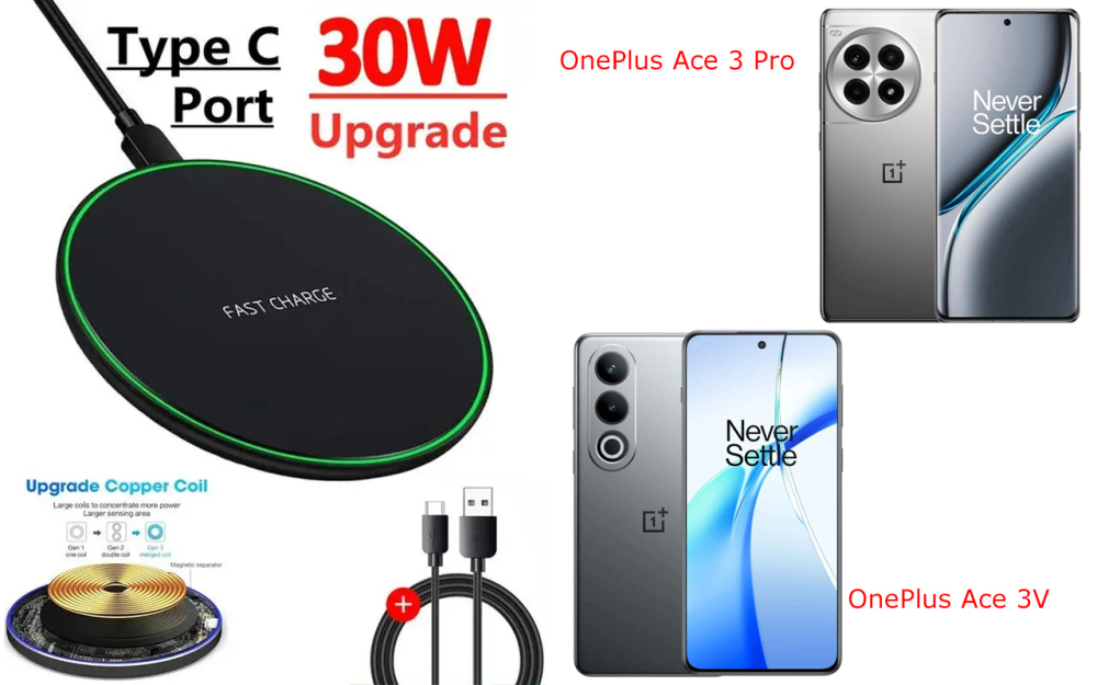 Бездротовий зарядний пристрій Copper до 30W для OnePlus Ace 3 Pro, USB-C, LED Київ - фото 5