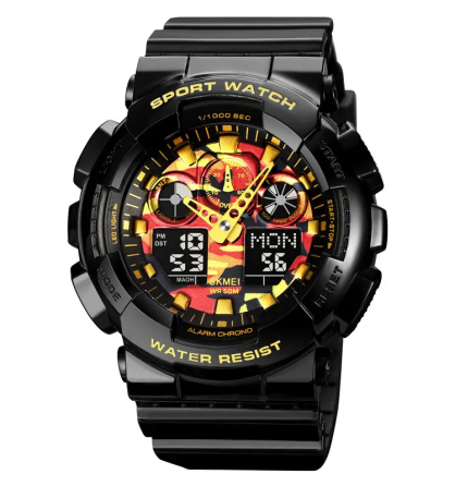 Годинник чоловічий наручний Skmei 1832 (Чорний з золотом та червоним) Вінниця