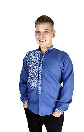 Молодіжна чоловіча натуральна вишиванка на гудзиках Київ