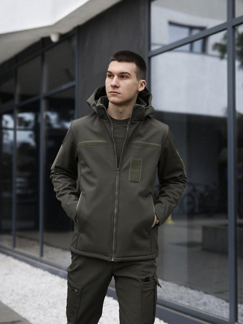 Тактическая мужская куртка софтшел хаки Pobedov Shadow V2 с липучками Киев - изображение 3