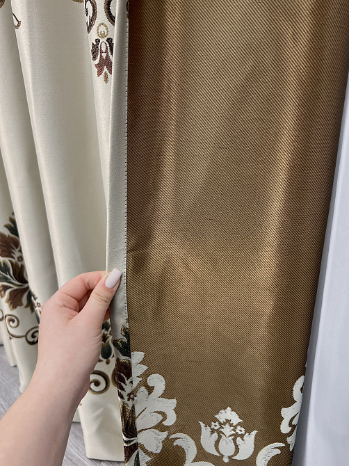 Комплект готовых штор VR-Textil с вышивкой гладью № 2051ш Бежевый 200х270 см 2шт (32-400) Киев - изображение 7