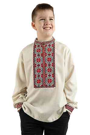 Вышиванка для мальчиков, натуральная, льняная  топ Киев