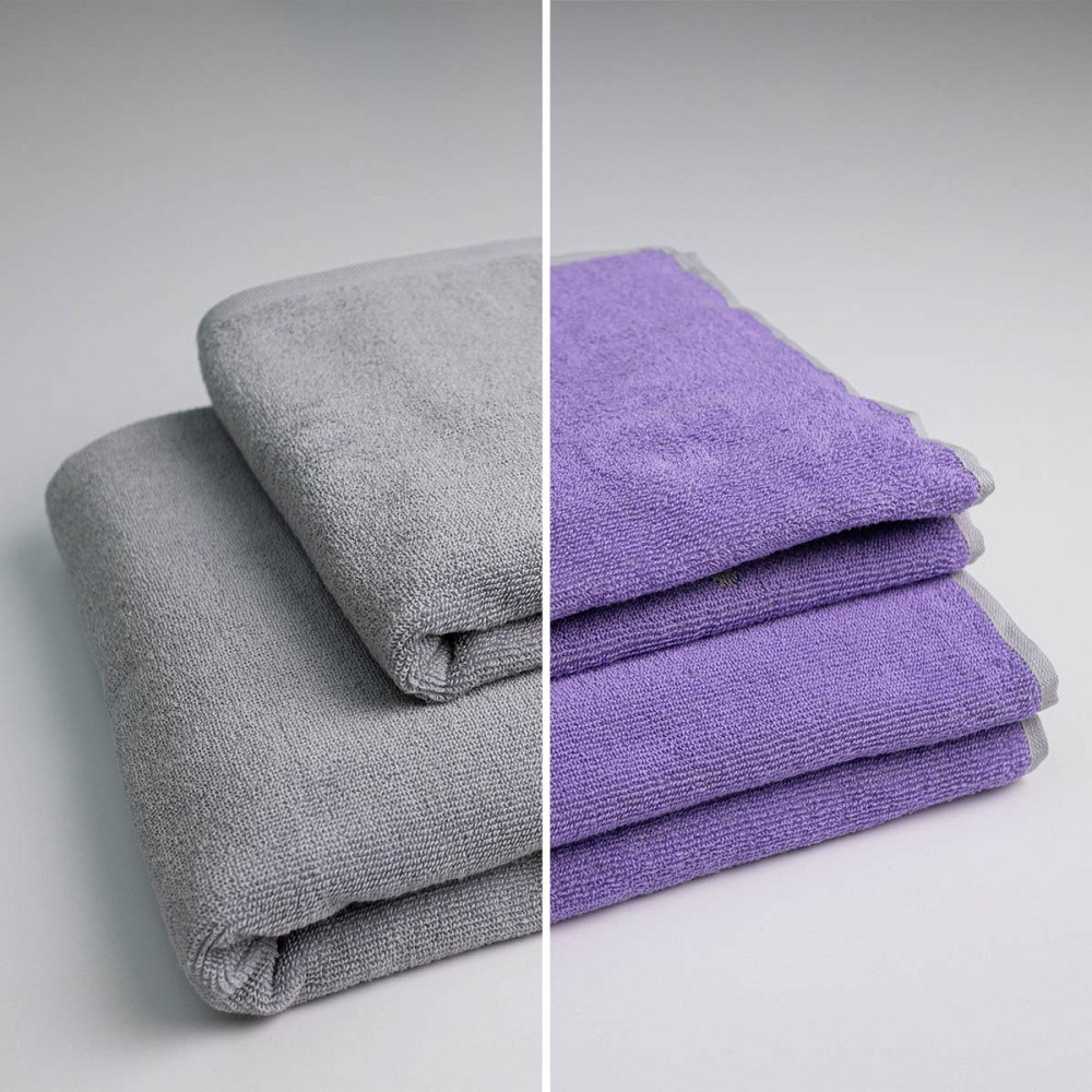Набор махровых полотенец двусторонних Лаванда 2шт GM Textile 50х90см, 70х140см 400г/м2 (Лавандовый Серый) Сумы - изображение 1