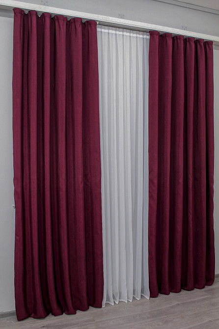 Комплект готових штор VR-Textil Жакард Ібіца № 881ш Бордовий 140х270 см 2 шт (39-883) Київ - фото 4