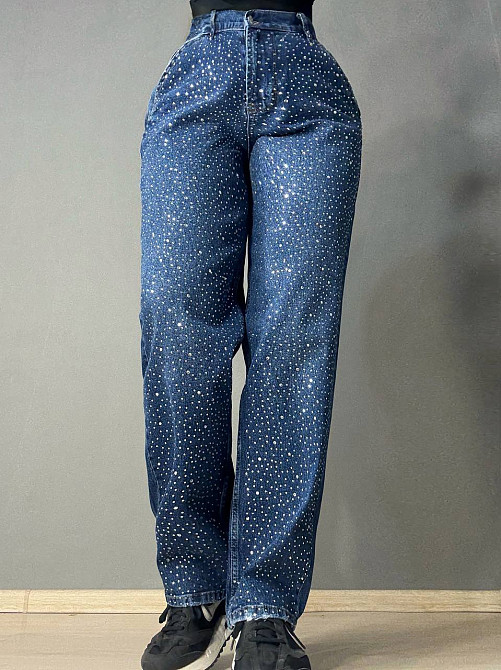 Джинсы женские Amore 1500 skater mom с россыпью камешков синие, синий, 26, 26, 74 см, 106 см Киев - изображение 5