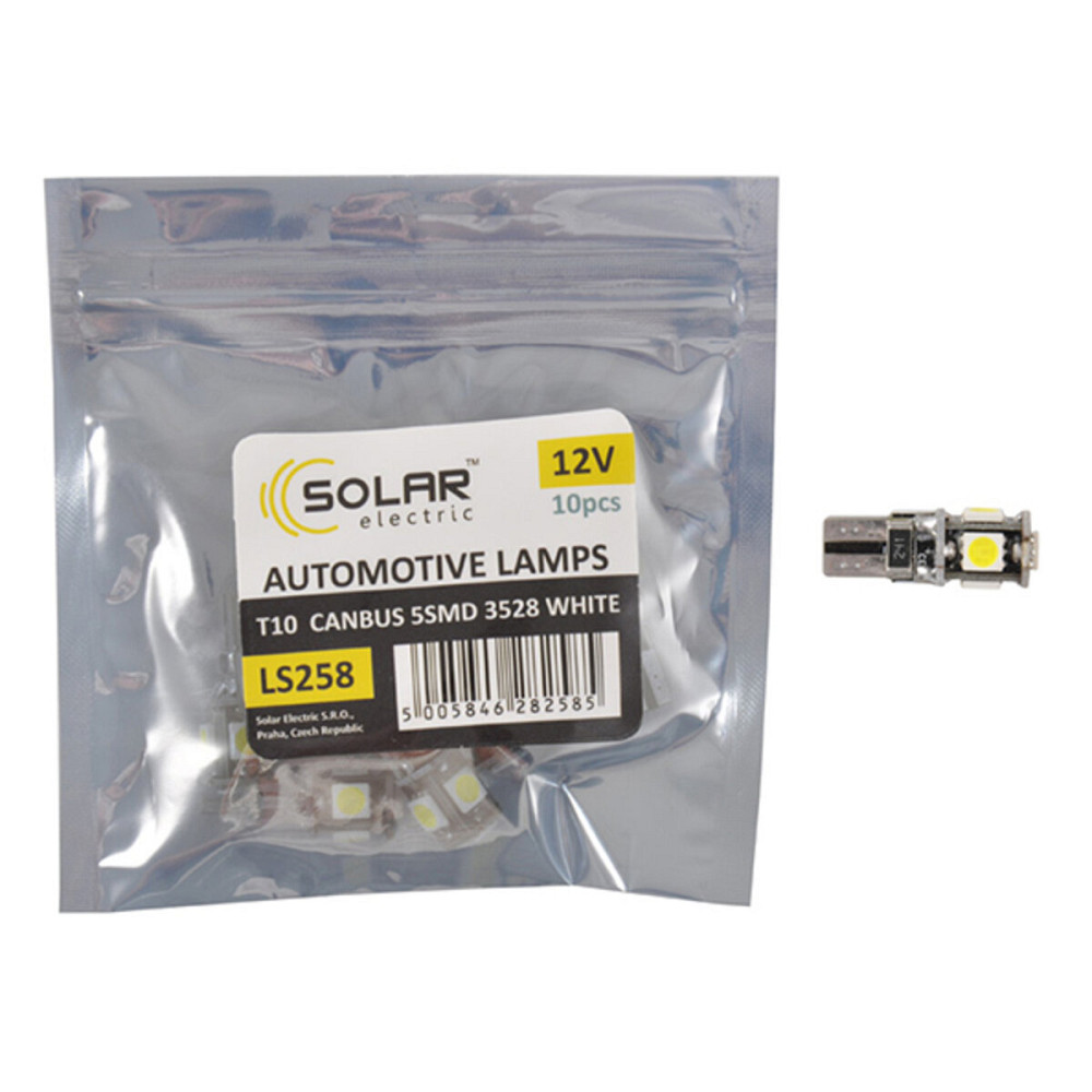 LED автолампа Solar 12V T10 W2.1x9.5d Canbus 5SMD 5050, white 10шт Київ - фото 1