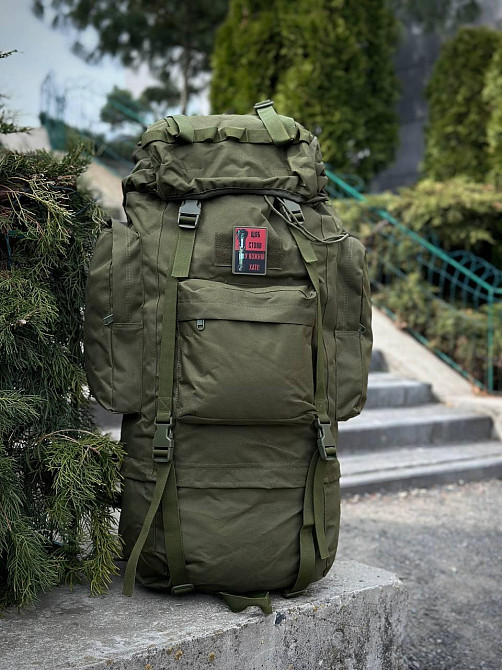 Тактичний військовий рюкзак олива 120 л, матеріал Оксфорд, каркасний, водонепроникний, міцний Львів - фото 4