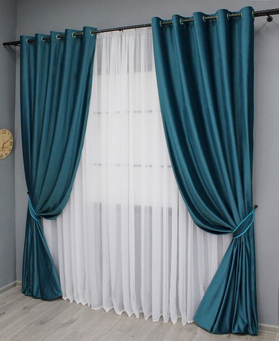 Комплект штор на люверсах VR-Textil Бархат № 1662ш Мурена 150х280 см 2 шт (37-0223) Киев - изображение 3