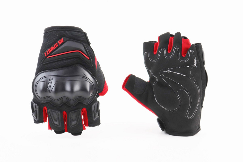 Перчатки мотоциклетні без пальців M-Чорно-Червоні, тип 2 Киев - изображение 1