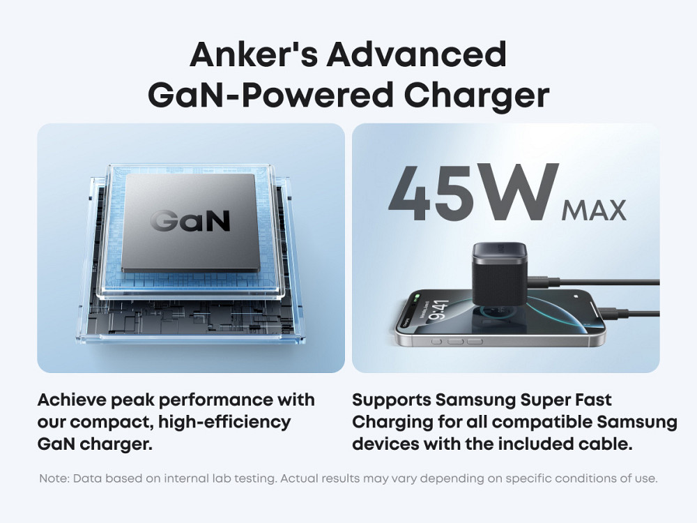 Мережевий зарядний пристрій Anker Nano Charger - 45W USB-C Black (7150726) Київ - фото 4