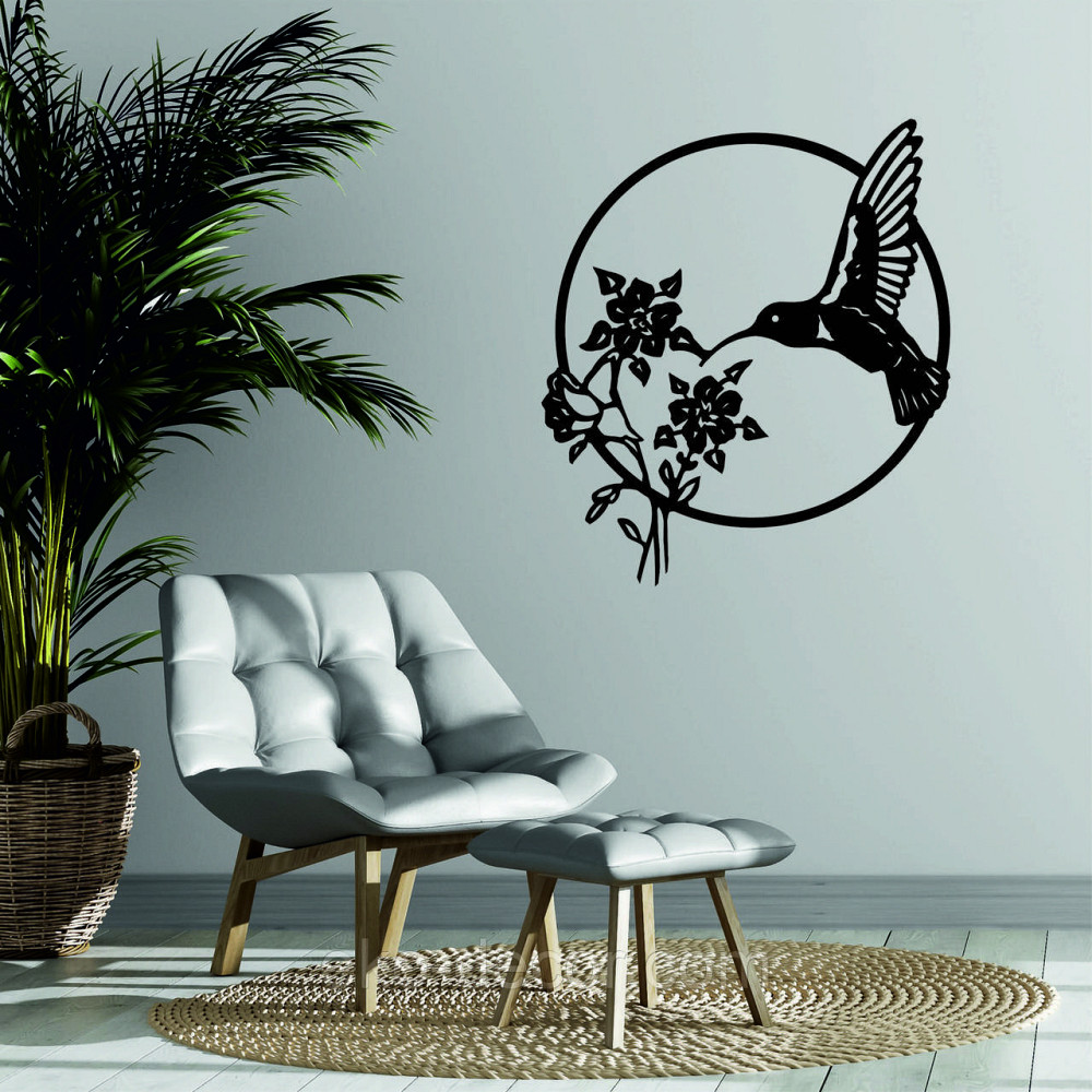 Декоративное настенное 3D Панно «Колибри» Декор на стену с объемом 110*96 см, Черный Киев - изображение 3