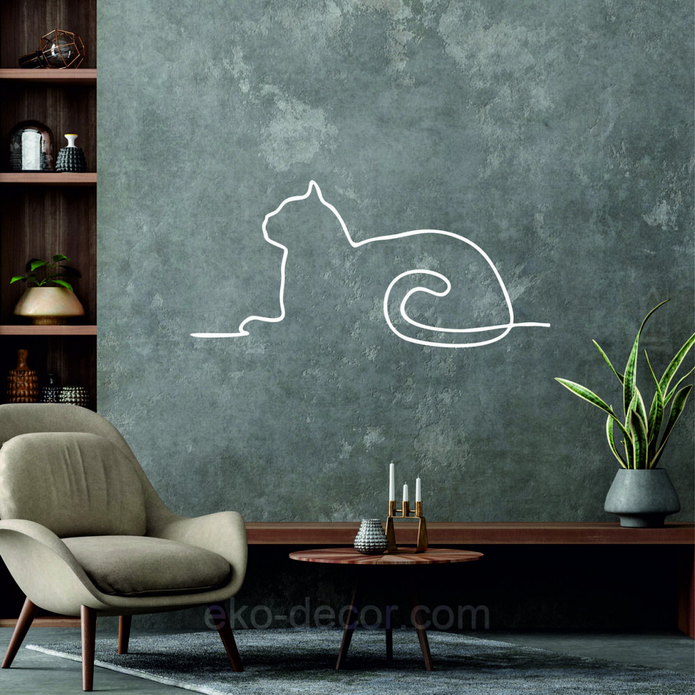 Декоративное настенное 3D Панно «Кот» Декор на стену с объемом 90*41 см, Белый Киев - изображение 7