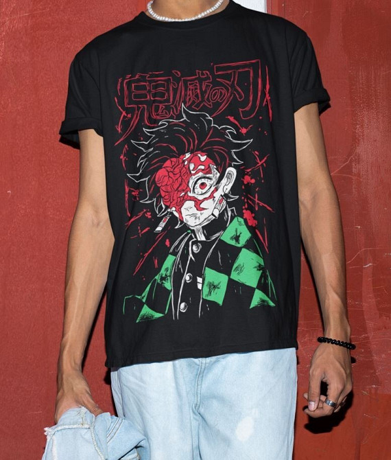 Футболка для хлопчика з аніме принтом Вбивця демонів оверсайз (зріст від 165 до 180) Чорний AnimeJ1166m Дніпро - фото 3